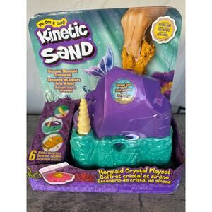 Kinetic Sand, Mermaid Crystal Playset, Gold Shimmer Sand, Storage and Tools